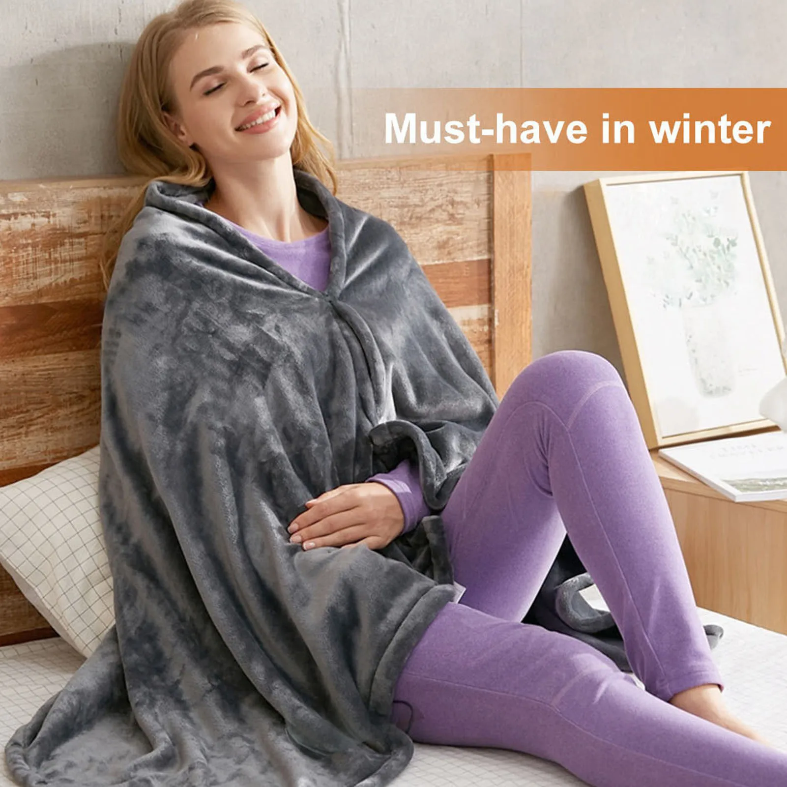 Electric Heated Blanket USB Powered 3 Levels Adjustable Fast Heating Heated Throw Cover for Home Electric Heated Blanket 3