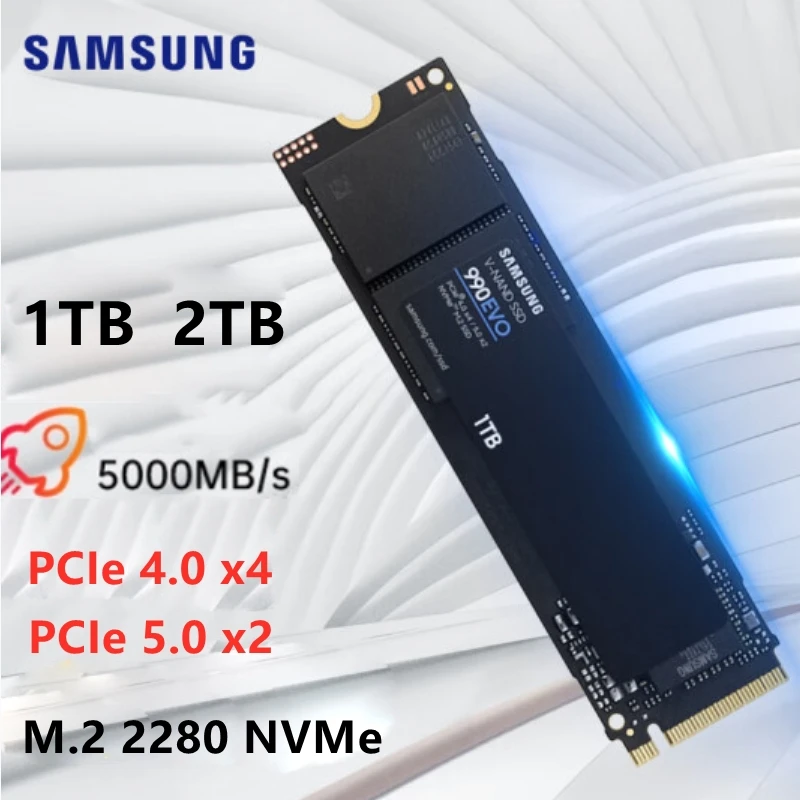 Ssd Originale Samsung 990 Evo Pcie Gen 4X4, Gen 5X2 M.2 2280 Nvme 1Tb 2Tb Unità A Stato Solido Interna Velocità Fino A 5,000 Mb/S