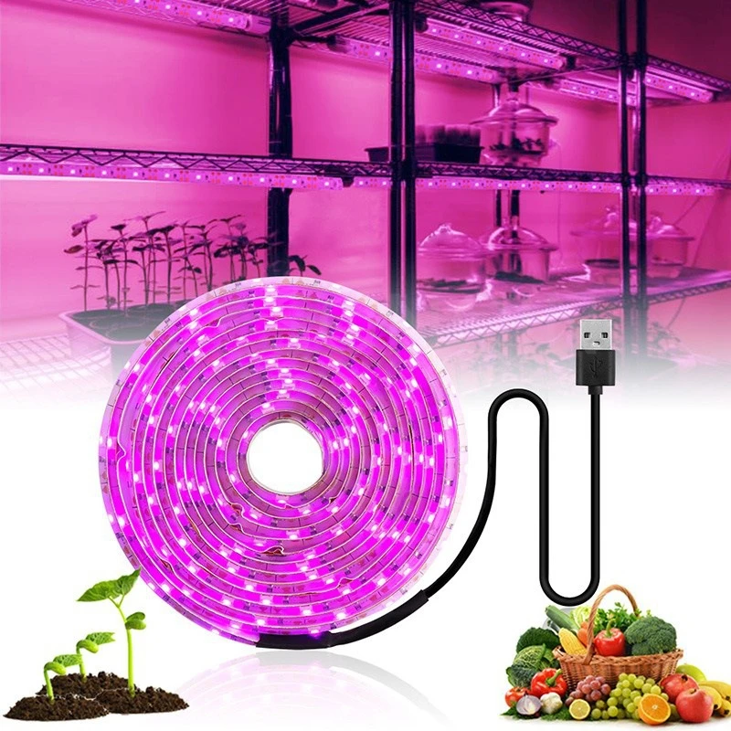 

USB LED Grow Light Full Spectrum DC 5V 5m 300LEDs Plant Light Grow LED Strip Phyto Lamp for Vegetable Flower Seedling Grow Tent