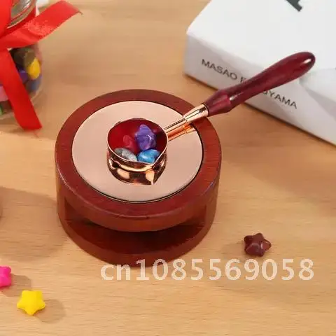 

Wax Sealing Melting Spoon Retro Wooden Handle Spoon for Wax Seal Stamp Decorative Craft Gift Accessories