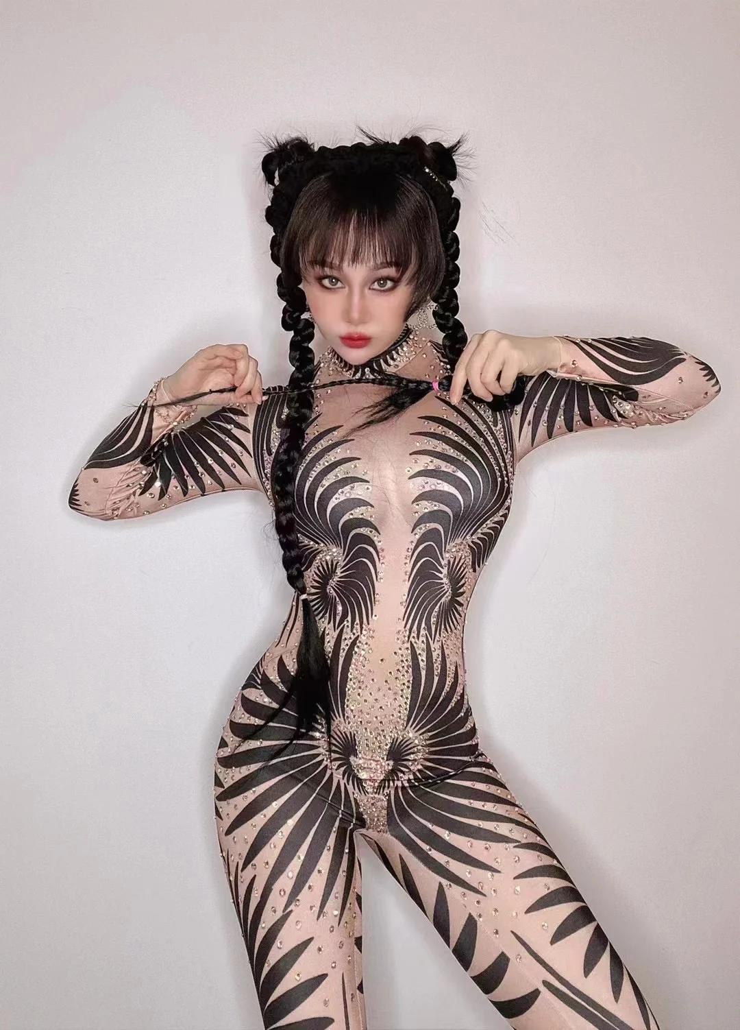Women Dance Performance Costume Female Stage Wear Party Nightclub Outfit Sparkly Rhinestones Jumpsuit rhinestones dress