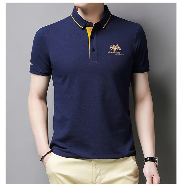 Men's high quality summer new lapel men's short sleeve polo shirt fringe solid color business casual men's polo shirt M-4XL 107 18 Sd79cdd5ac6404925856afc58ca0a1953w