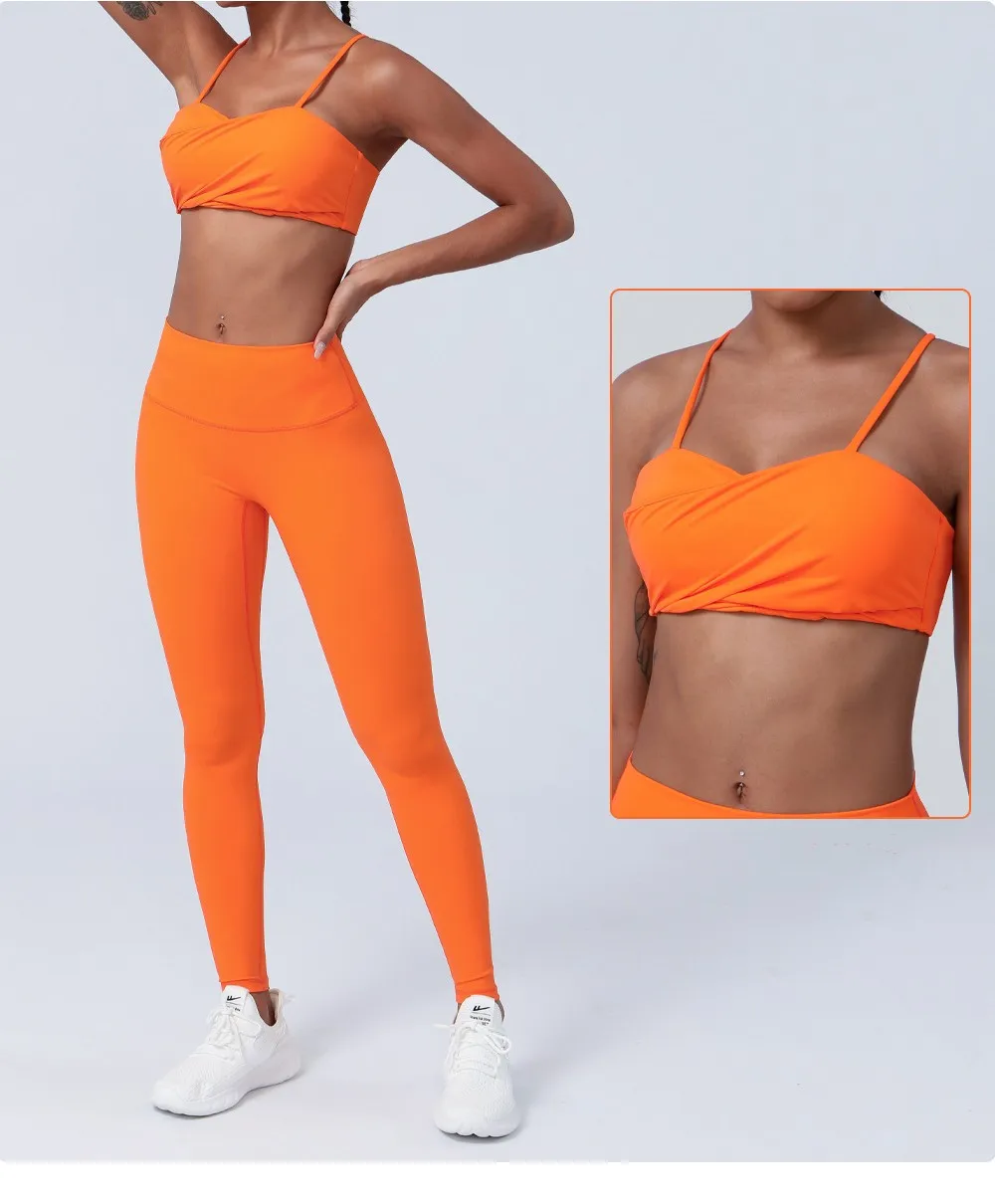 

Women's Gym New Double-sided Brocade Naked Yoga Pants High Waist Peach Hip Fitness Pants Stretch Tight Pants