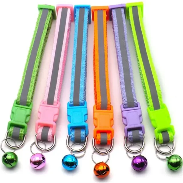 Pet Accessories Dog Cat Collar Bell Colorful Reflective Pattern Adjustable Collars for Puppy Kitten DIY Small Animal 6