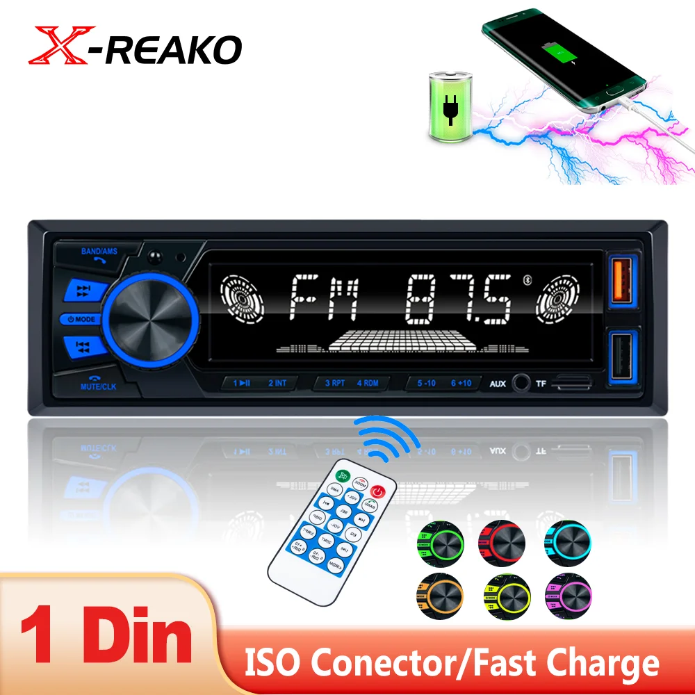 

X-REAKO Car Radio 820 MP3 Player FM Tuner with AUX input USB Charging Function BT SD with Wireless Steering Wheel Remote Control