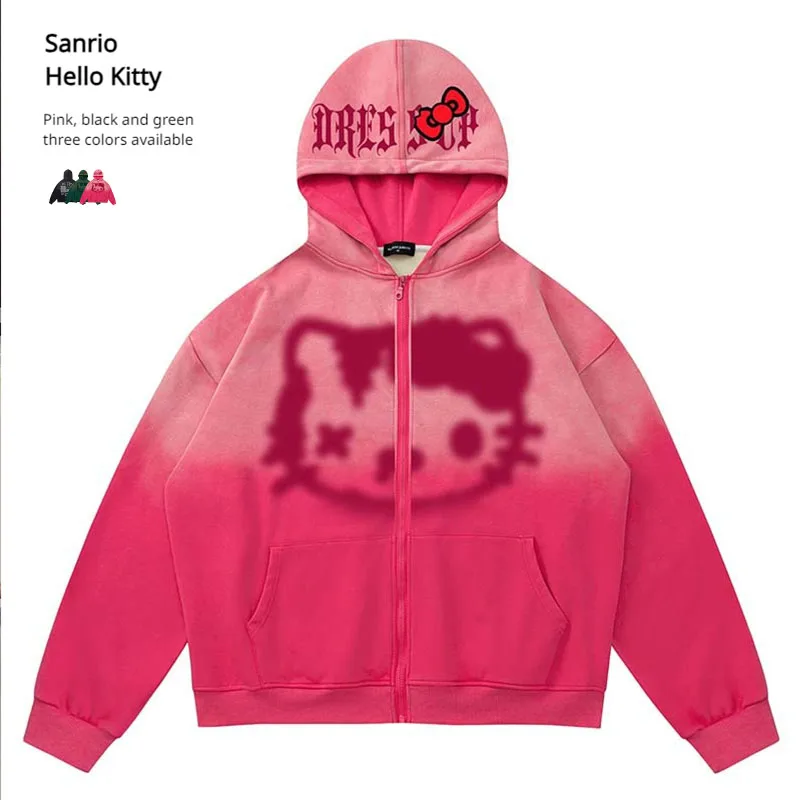 

Autumn and Winter Sanrio Hello Kitty Y2K Zipper Cardigan Sweatshirt Jacket Women Cartoon Hoodie Casual and Versatile Jacket