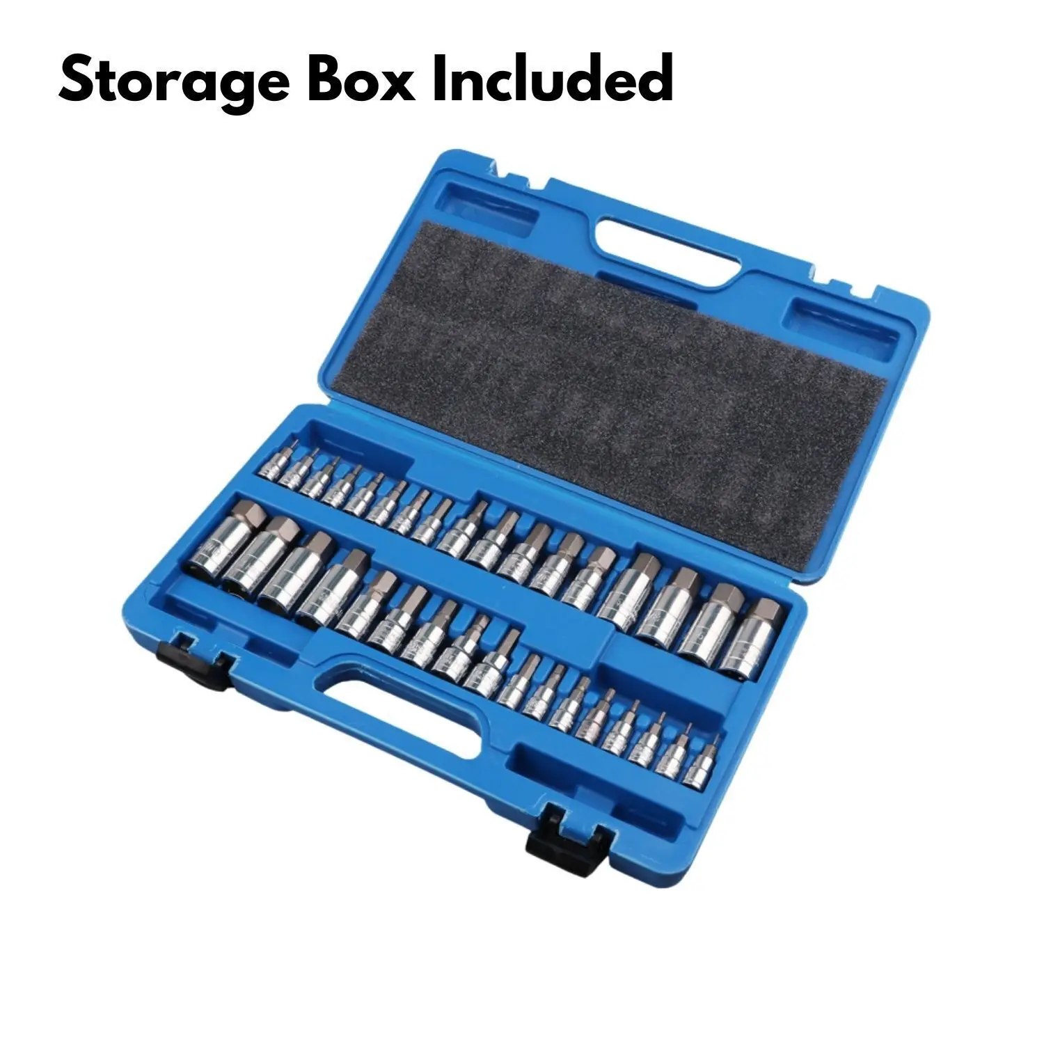 34pcs Hex Bit Socket Set with 1/4" 3/8" 1/2" Allen Key with Adapter with Suitcase