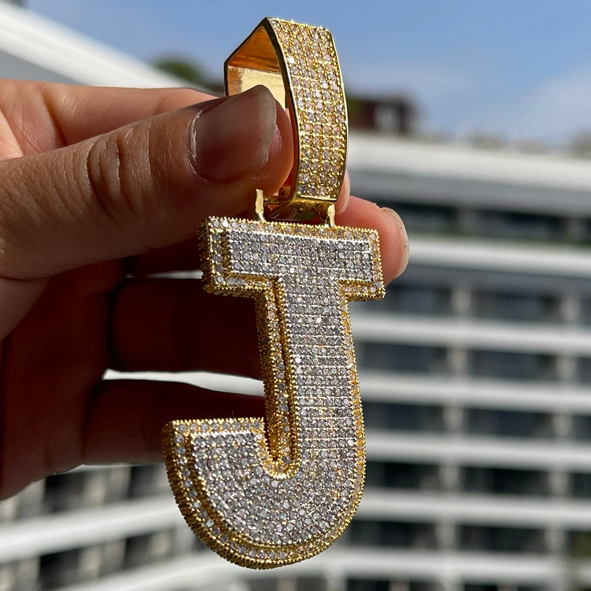 Bubble Letter Double Layer iniziali collana pendente Iced Out CZ zircone Hip Hop Charms catena da uomo gioielli personalizzati singolo A-Z