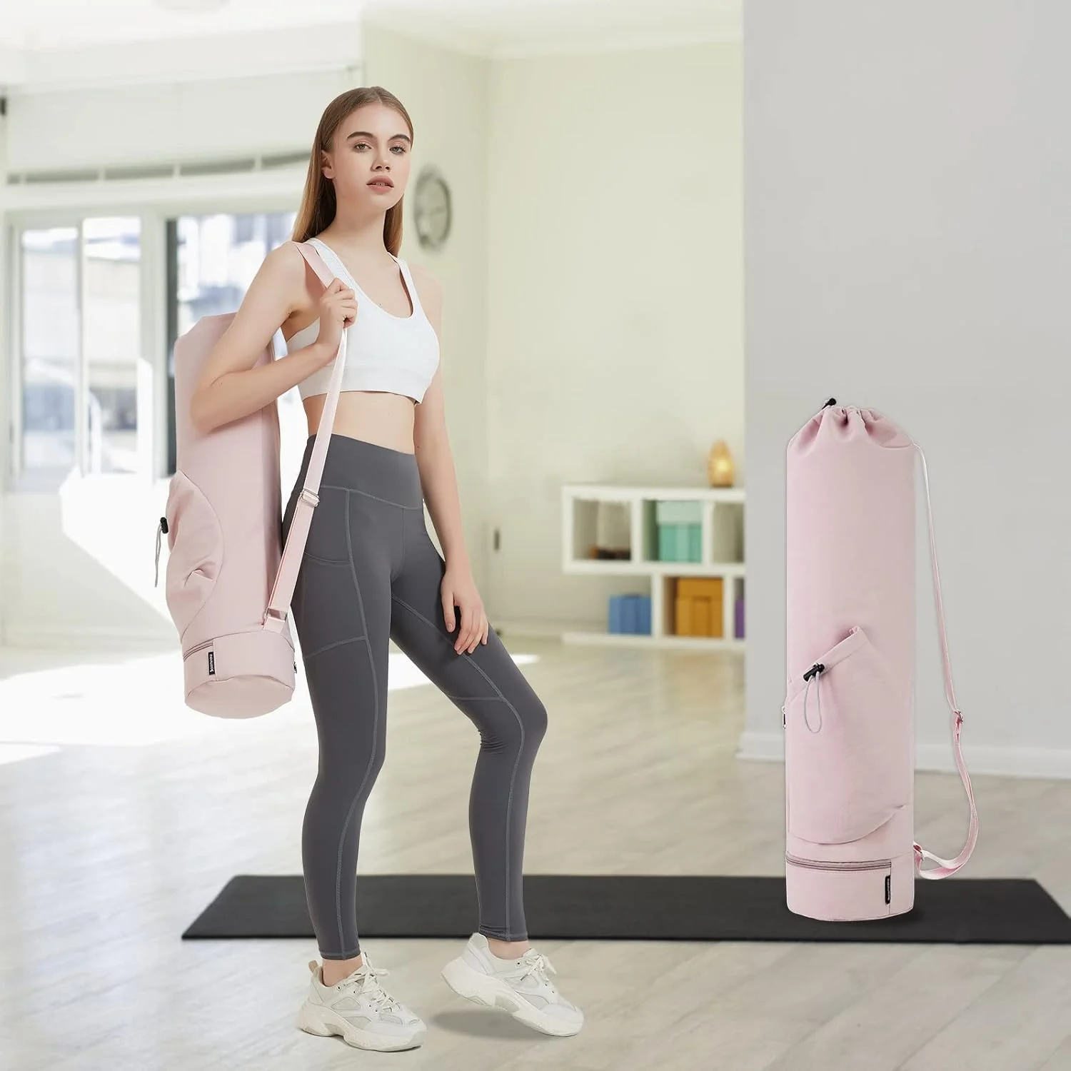 Enhanced Yoga Mat Carrier with Water Bottle Holder & Wet Storage – Versatile Bag for Gym, Pilates & Fitness Sessions