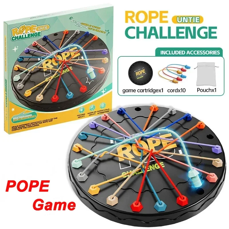 Kid Rope Knots Sensory Social Board Game Logical Thinking Challenge Colore Twisted Connected Line Brain Strategy Fun Table Game