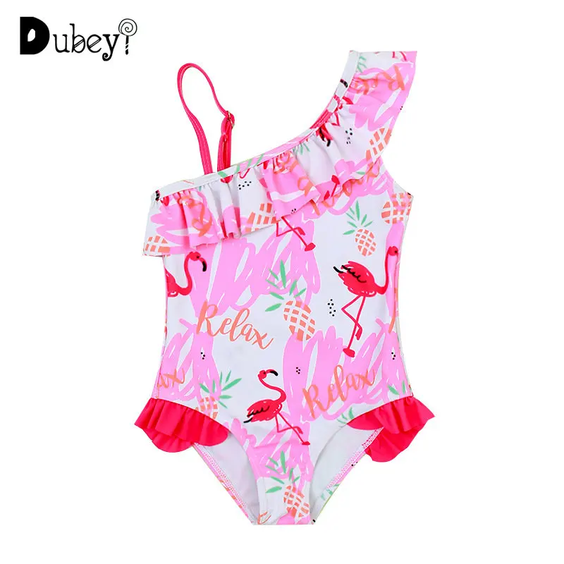 

Swimwear for Kids Girls New One-pieces Flamingos Swimsuit Comfortable Off Shoulder Suspenders Swimming Suit Bikini
