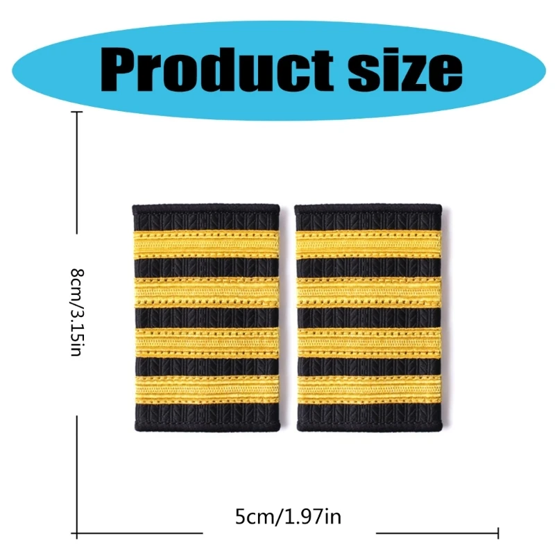 Captain Epaulettes Stripes Shoulder Accessory for Uniforms Drama Play Shoulder Board Jewelry