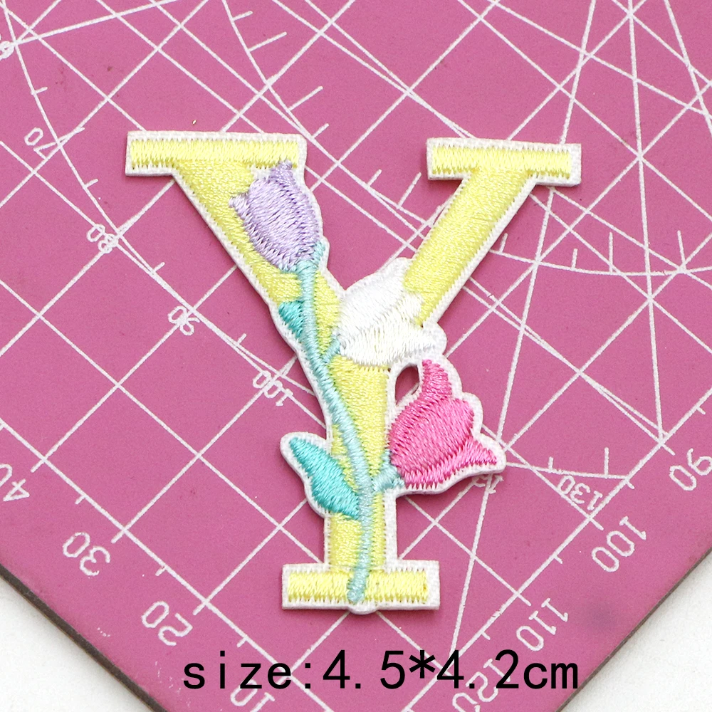 1 Stück 1,77 Zoll Buchstaben-Blumen-Applikationen, Bunte Buchstaben-Patches zum Aufnähen, Reparatur-Patches für Kleidung, Taschen, DIY-Basteln – Detail 29