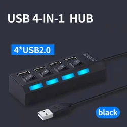 High - Speed Multi - Port USB Hub with Individual Switches for Computers and Laptops (4 ports usb black)