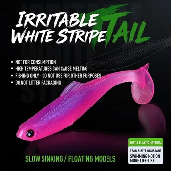 Esche morbide a coda a T per Bass, Crappie e Persico, esche a verme scanalate per la pesca ultraleggera in acqua dolce