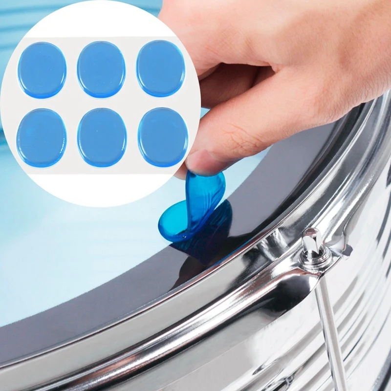 18Pcs Snare Drum Mute Pad Drum Damper Gel Pads Snare Tom Drum Muffler Mute Transparent Percussion(Blue)