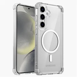 Shockproof Armor Transparent Case with Magsafe Compatibility - Sam S25 S24 Plus (Clear)