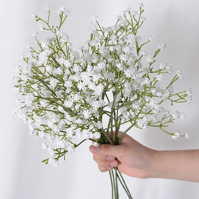 White Baby's Breath Artificial Flowers Real Touch Fake Gypsophila Faux  Plants For Wedding Flower Bouquet DIY