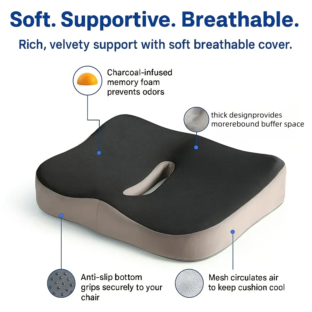 Ergonomic Memory Foam Seat Cushion for Office Home Car