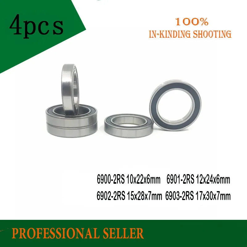 

4pcs 6900 6901 6902 6903 RS 2RS Bearing Thin Section Ball Bearing 6903RS Deep Groove Ball Bearings for bicycle parts