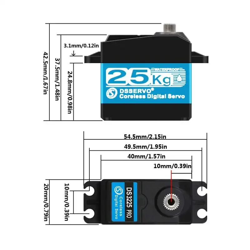 Servomoteur DS3225 Pro 25kg Coreless Metal Gear RC