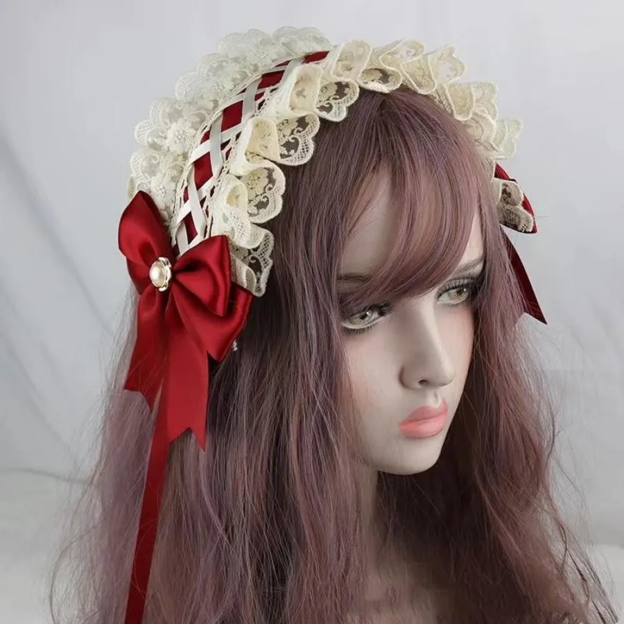 1Pcs Frauen Nette Spitze Gothic Lolita Stirnband Kopfschmuck Anime Maid Cosplay Haar Zubehör Headwear Kopfschmuck Haar Clips – Detail 1