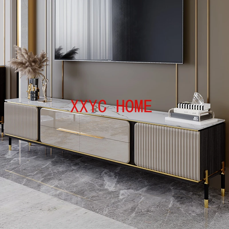 

Light Luxury Stone Plate TV Cabinet and Tea Table Combination Modern Simple Advanced Sense