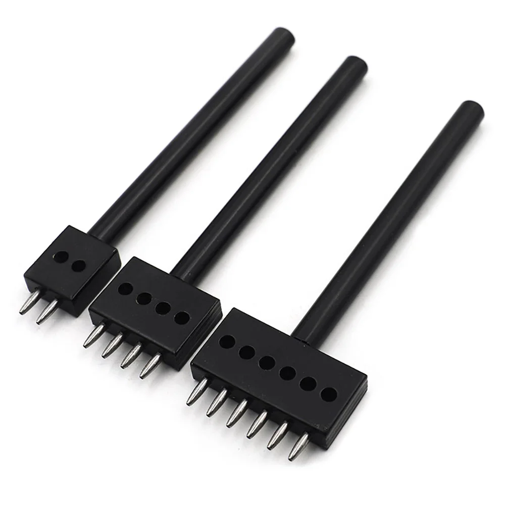 Leather Hole Punch Leather Craft Tools 4-8mm Spacing Leather Hole Punches DIY Hand Perforated Round Stitching Punch Tools Hole Cut Leather Punching Tool 2/4/6/Hole