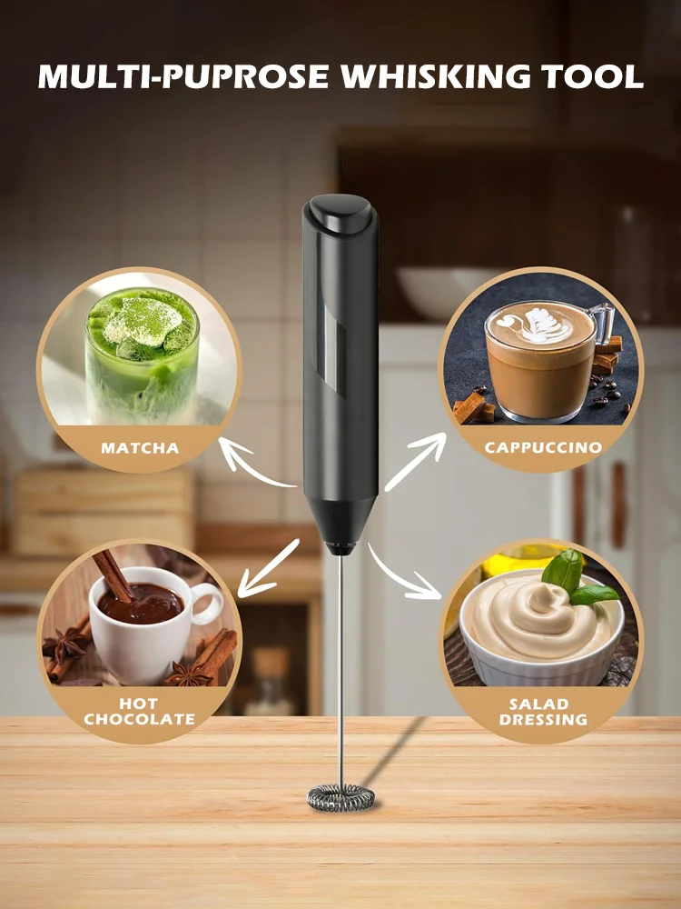 Description Picture 2 of itemElectric Milk Foamer Coffee Whisk Mixer Mini Frother Handle Stirrer Cappuccino Maker Cooking Tools Blend Egg Beate