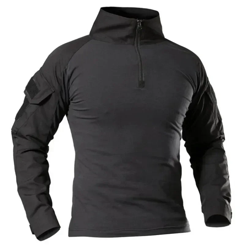 Men Tactical T Shirt Camouflage Long Sleeve Zipper Assault Frog Climbing Outdoor Shirt Hiking Uniform Club Prom Cool