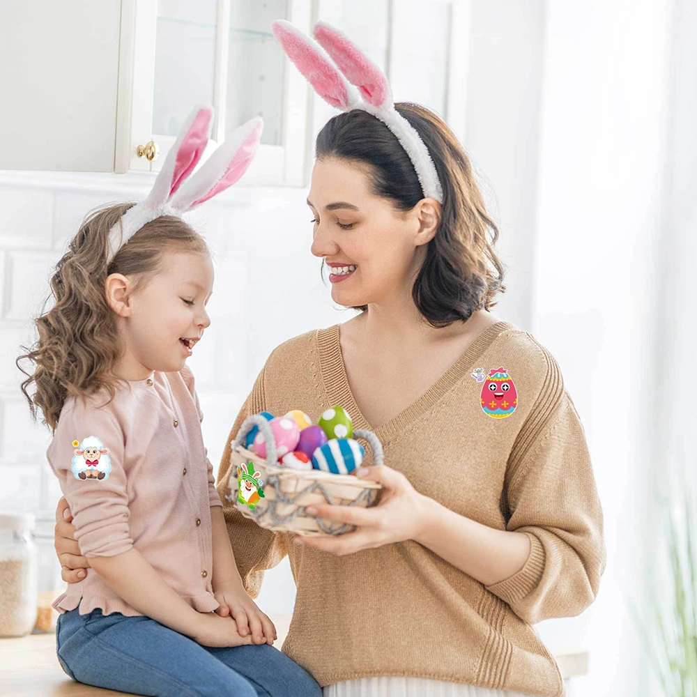 8/16Sheets Cute Easter Rabbit Make a Face Puzzle Stickers DIY Game Children Educational Toys Cartoon Assemble Jigsaw Decoration