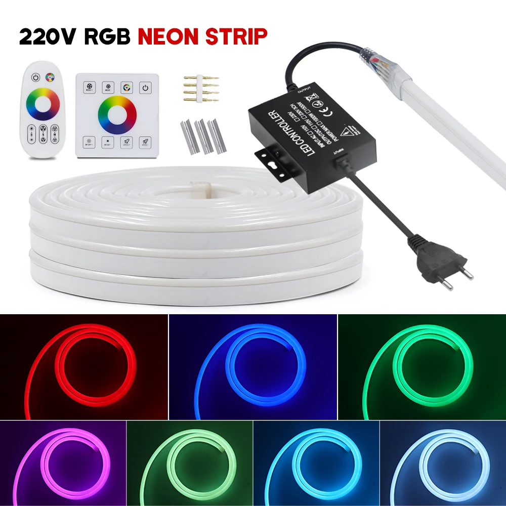 

Touch Remote Control RGB Neon Strip 110V 220V 5050 IP67 Waterproof Ribbon Rope Neon Sign Touch Panel Flex Neon Lights Room Decor
