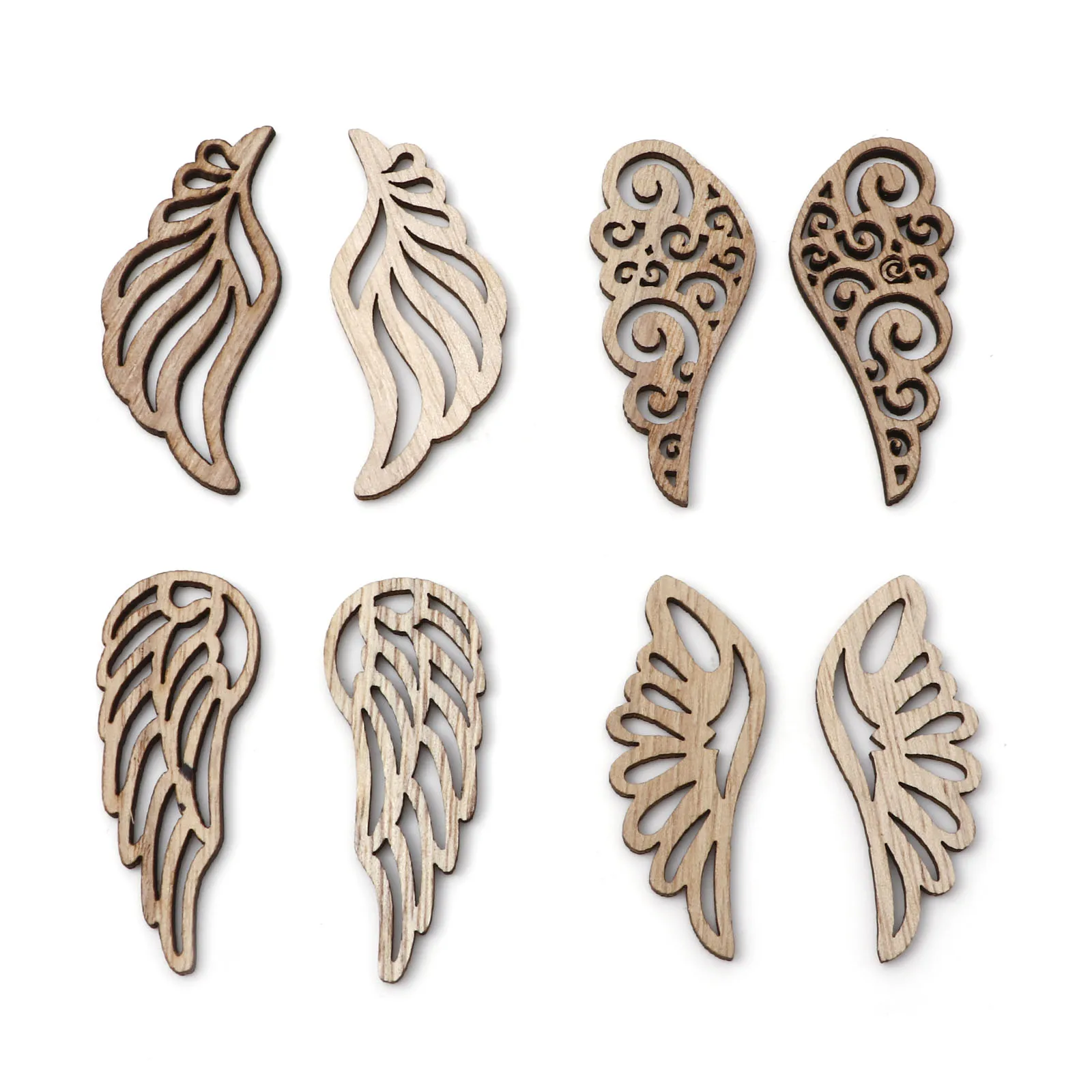 

10pcs Wood Guardian Angel Wing Embellishments Scrapbooking Wing Natural Wooden Patch Hollow Wing Shape for DIY Jewelry Making