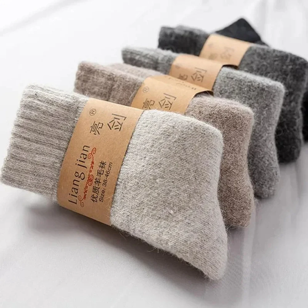 

Socks Men Super Thicker Solid Sock Merino Wool Rabbit Socks Against Cold Snow Russia Winter Warm Funny Happy Male Sock