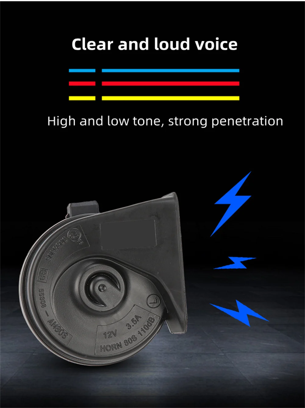 XEBRAD 12V Dual Tone Snail Horn - 110-125db, 410/510Hz, Waterproof, For Volvo XC40/60/90, S60/90, V40/V70 Models