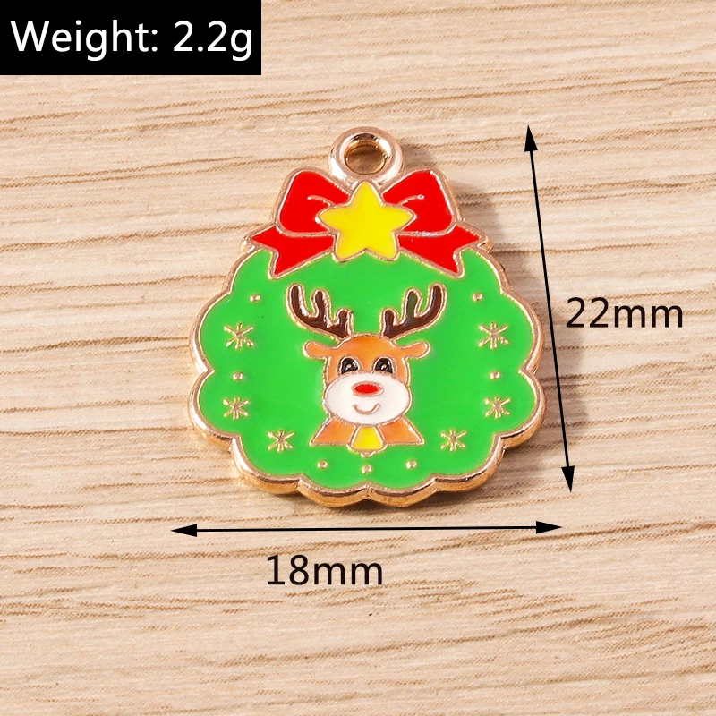 10 stücke Cartoon Hirsch Charms Emaille Weihnachten Santa Claus Charms Anhänger für Schmuck Herstellung Ohrringe Halsketten DIY Handwerk liefert – Detail 1