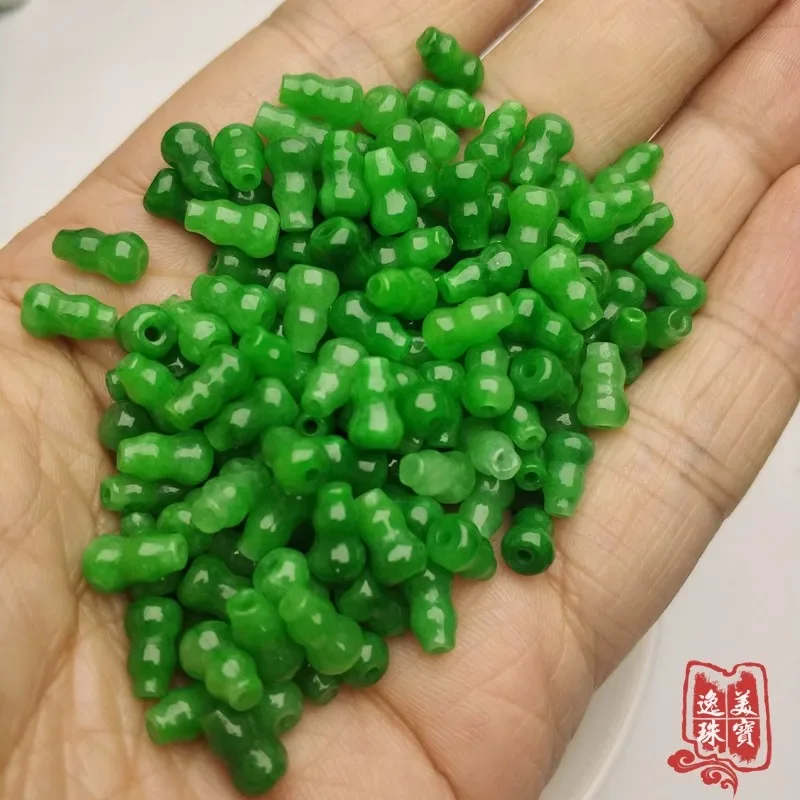 10pc Natural A Green Jade Beads DIY Bracelet Bangle Charm Jadeite Jewellery Fashion Accessories Amulet Gifts for Women Men