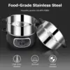 Stainless Steel Food Steamer 8.5 Qt Electric Glass Lid Vegetable Steamer Double Tiered Stackable Baskets with Timer 4