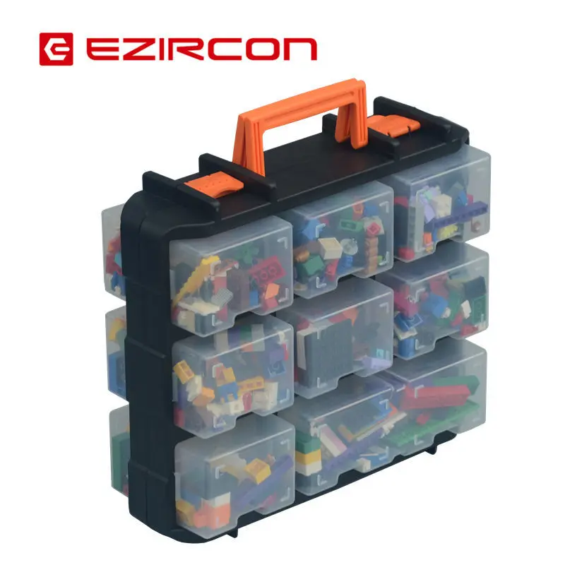 2 Dividers Tool Storage Box Portable Plastic Hardware Toolbox with Handle  Home