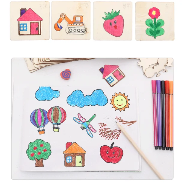 Montessori Wooden DIY Drawing Set 6