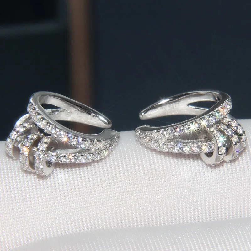 

Серьги-клипсы унисекс из серебра 925 пробы с фианитами, без пирсинга