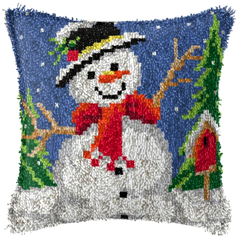 Christmas Series Segment Embroidery Pillow Santa Claus Coarse Wool Cross  Stitch Latch Hook Carpet Embroidery DIY Latch Hook Kits