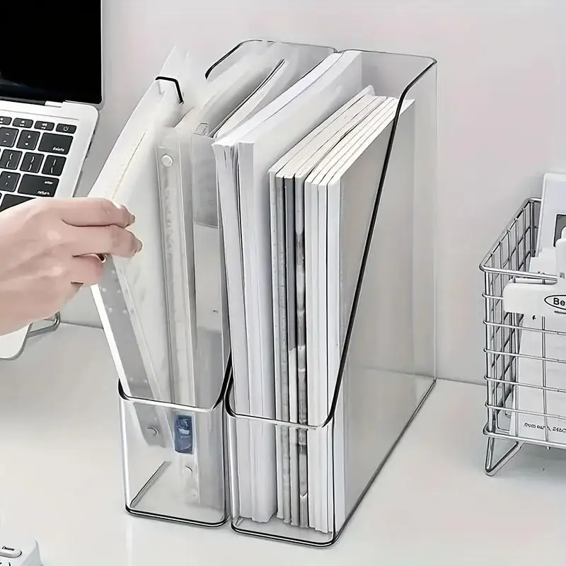 Organizzatore da Scrivania in PET Trasparente a 3 Livelli, Porta Documenti e Contenitore per Archiviazione per Ufficio e Aula - immagine 5