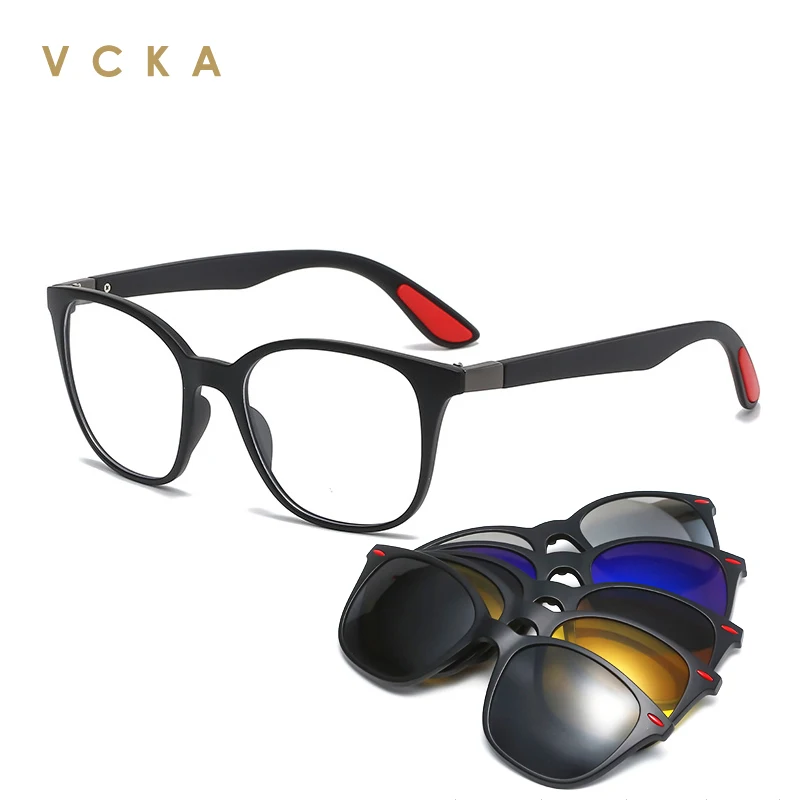 VCKA 6 In 1 Polarized Sunglasses Men Women Clip On Glasses
