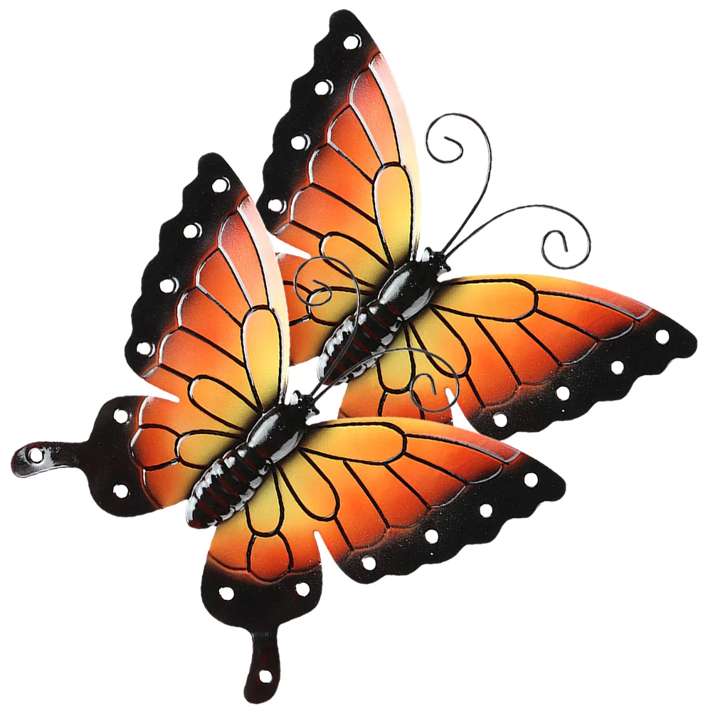 

2Pcs Metal Butterfly Pendant Garden Fence Butterfly Decoration Delicate Wall Hanging Butterfly Decor