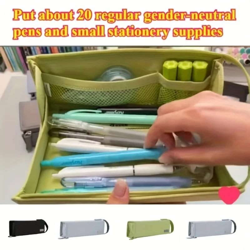 메가 필통 20개 이상의 슬롯과 메쉬 포켓. 강성 비유연성 + 90 ° 지퍼. 학교/여행용 올인원