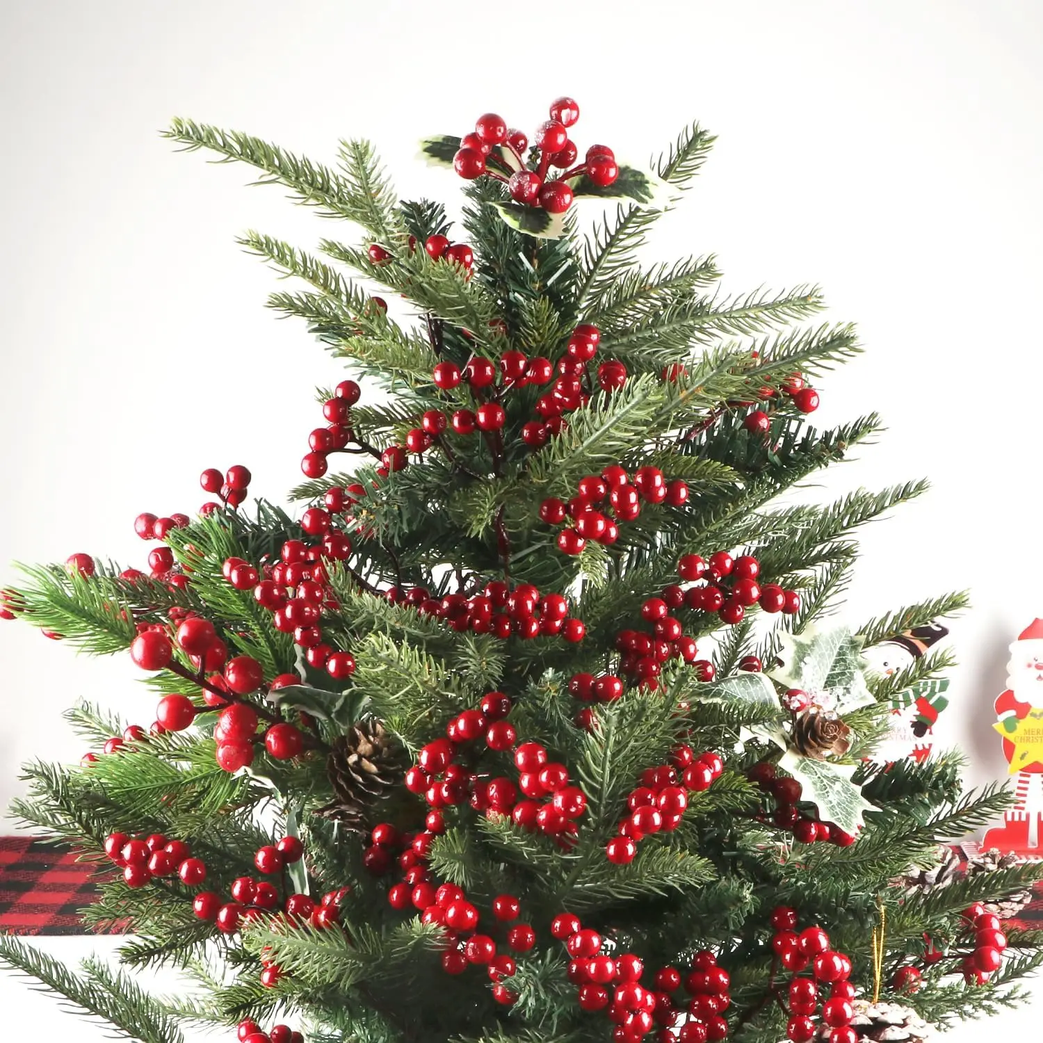Künstliche Pflanze Holly Kleine Rote Früchte Neujahr Weihnachten Zuhause Wohnzimmer Hochzeit DIY Geschenk Dekor Blume Shooting Prop Dekoration – Detail 5