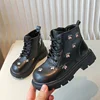 Girl's Ankle Boot Sweet Fashion Embroider Children Spring Autumn Leather Boots Causal Versatile Kid Princess Shorts Single Boots 4