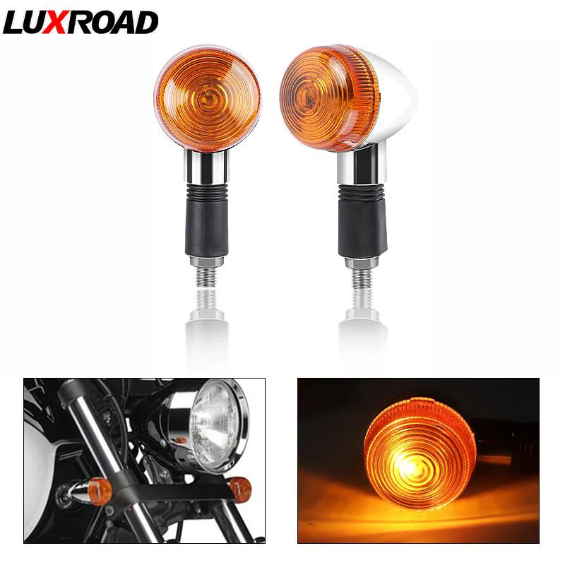 10Mm Motorcycle 12V Turn Signal Light Chrome Flash Indicators Blinker For Kawasaki Vulcan Vn800 Custom Honda Vtx1300 Suzuki Gsf