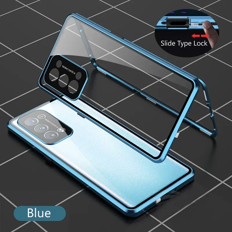 Enhanced Metal Magnetic Phone Case with Double-Sided Glass and Full Lens Protection